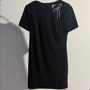 Eliza J Black Dress with Silver Bow Accent